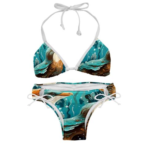 Platypus Swim Suit Women Bikini Set Detachable Sponge Adjustable Strap Two Pack Beach Pool