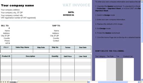 Invoice Template With Two Vat Tax Rates Invoice Manager For Excel