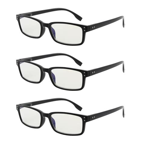 Reading Glasses Blue Light Filter Rectangle 3 Pack Women Men