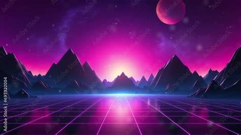 Synthwave Tech Retrowave Synthwave Rave Vapor Party Background With