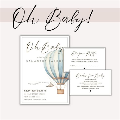Hot Air Balloon Baby Shower Invitation EVITE Compatible RSVP Collection Guest Management Etsy