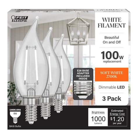 Reviews For Feit Electric 100W Equivalent BA10 E12 E26 Candelabra