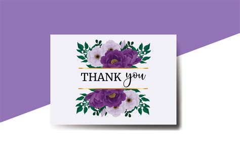 Greeting Card Thank You Purple Flower Graphic By Dender Studio