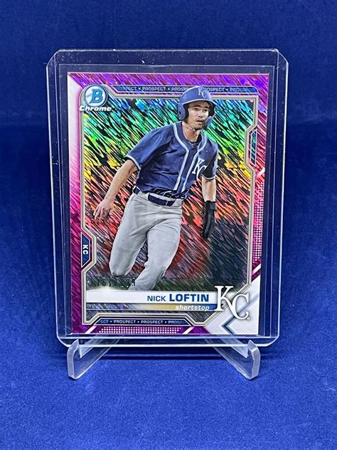 Nick Loftin Bowman Chrome Pink Shimmer Refractor Prospect D