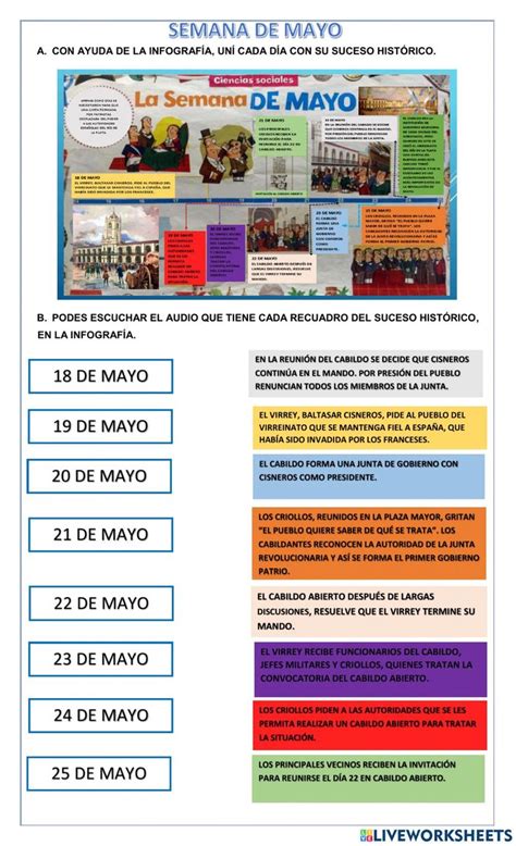 Los Hechos Que Llevaron Al 25 De Mayo Worksheet En 2024 La Semana De