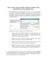 Solucion Taller Final Modulo Direccion Estrategica De Marketing Docx