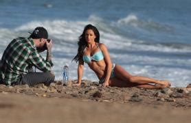 Shoot Melissa Riso Cameltoe In Bikini As She Poses For A Water