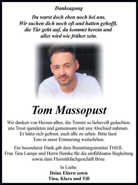 Traueranzeigen Von Tom Massopust Abschied Nehmen De