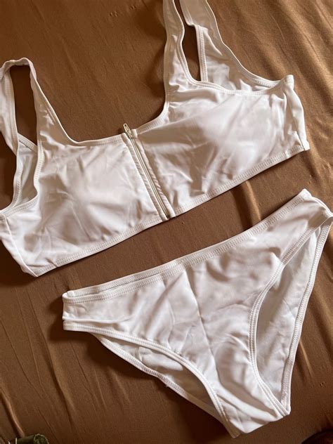 WHITE TWO PIECE BIKINI Women S Fashion Swimwear Bikinis Swimsuits On Carousell