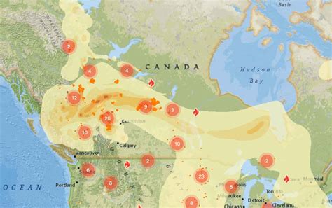 Canadian Wildfires Smoke Map Comparison Hetty Phillie