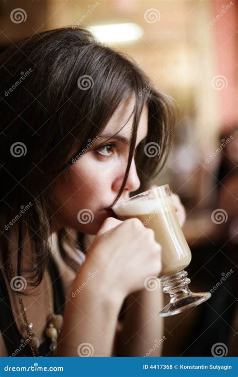 Latte Coffee Stock Photo Image Of Alone Brunette Latte