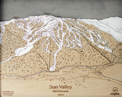 Sun Valley Ski Trail Map | 3D Wooden Ski Resort Map Art