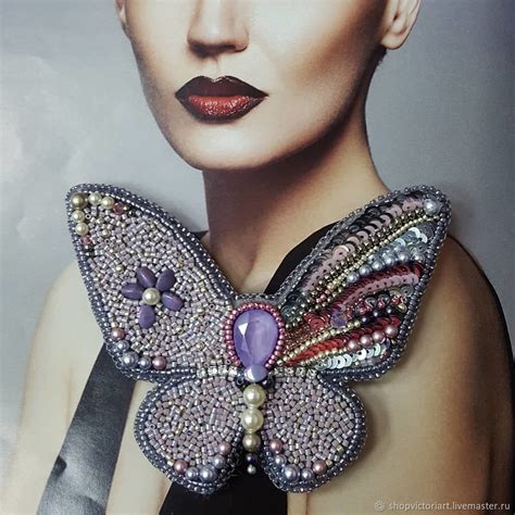 Брошь из бисера Бабочка серебристая в интернет-магазине на Ярмарке ...