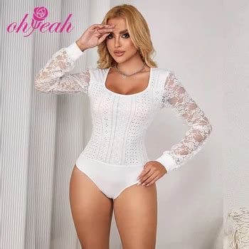 Basic Styles White Long Sleeve Openable Crotch Mesh Lingerie Bodysuits Sexy Skin Tight Catsuit