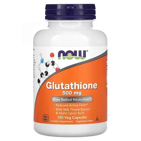 Глутатион (Glutathione) 500 мг 60 капсул NOW Foods Купить - Biovit.ua