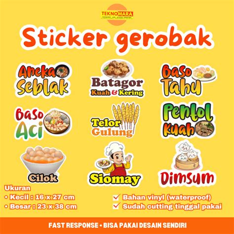 Jual Part Sticker Kaca Gerobak Etalase Aneka Seblak Batagor