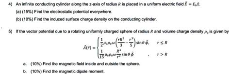 Solved An Infinite Conducting Cylinder Along The Z Axis Of Radius R Is