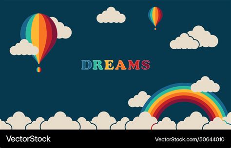 Cute Design With Hot Air Balloons And Rainb Vector Image