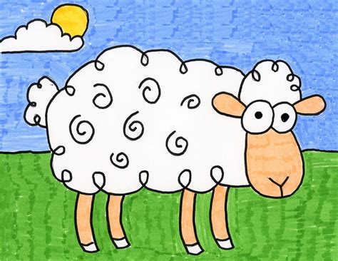 how to draw a cartoon sheep