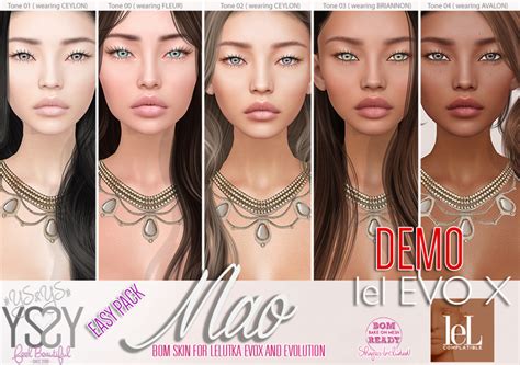 Second Life Marketplace Demo Ysandys Mao Bom Skins Lelutka Evol