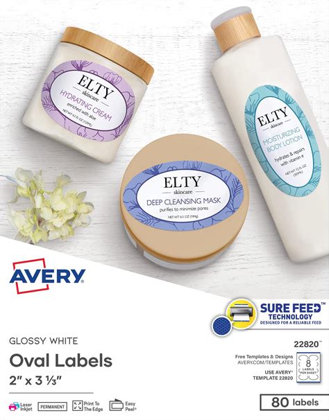 Avery Printable Blank Oval Labels 2 X 3 13 Glossy