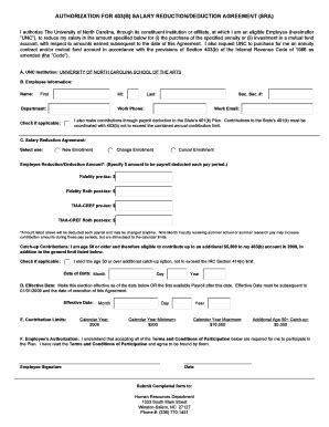 Fillable Online AUTHORIZATION FOR 403 B SALARY REDUCTION DEDUCTION