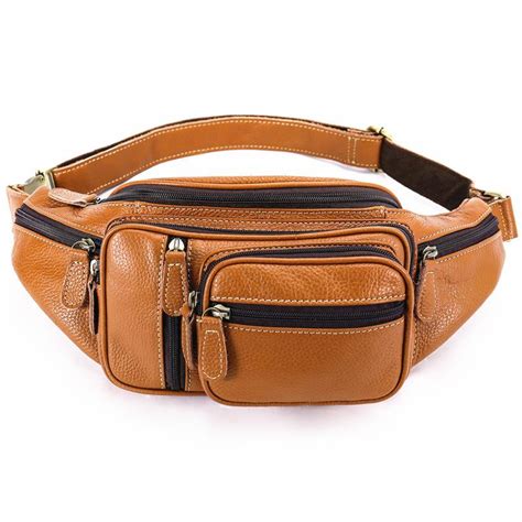 Cool Leather Brown Mens Fanny Pack Black Waist Bag Hip Pack For Men Ichainwallets