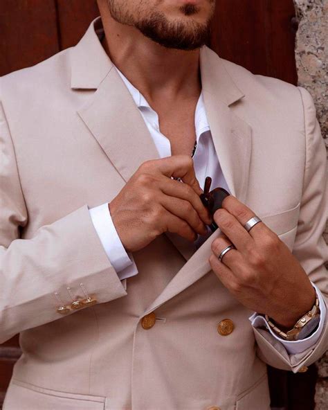 Beige Double Breasted Suit With Loafers Hockerty