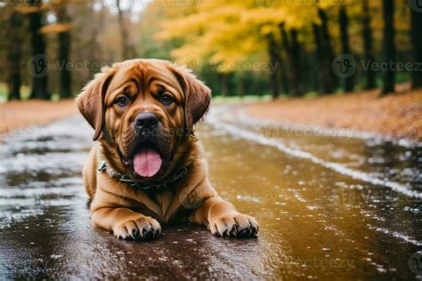Portrait Of A Beautiful Dog Breed Mastiff In The Park Generative Ai