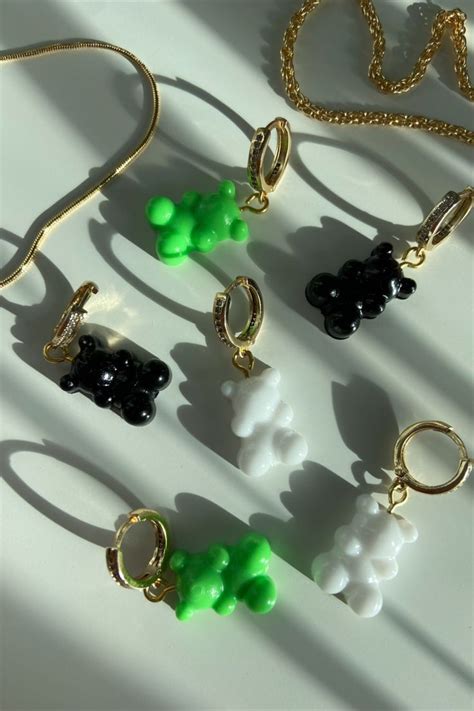 Gummy Bear 24kt Gold Plated Hoop Earrings Jelly Bear Earrings Y2k