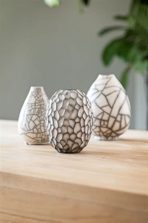 Carved Naked Raku Craquele Vase Tall Raku Ware Raku Raku Ceramics