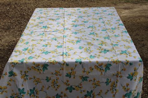 Vintage Floral Print Feed Sack Fabric Tablecloth 1930s Depression Era