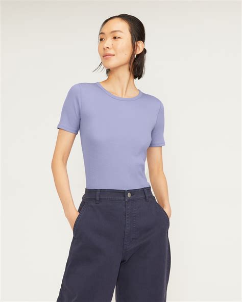 The Pima Micro Rib Crew Tee Cornflower Blue Everlane