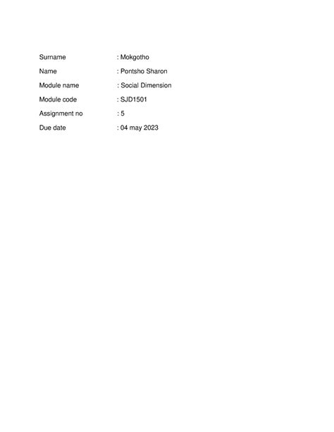 Sjd Ass Surname Mokgotho Name Pontsho Sharon Module Name
