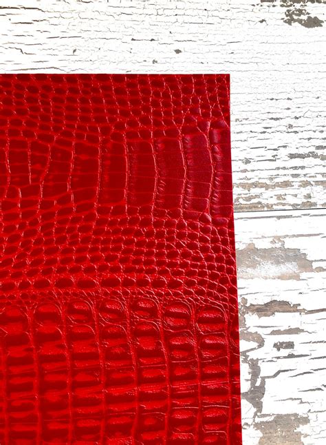 Matte Red Alligator Skin Faux Leather Red Alligator Faux | Etsy