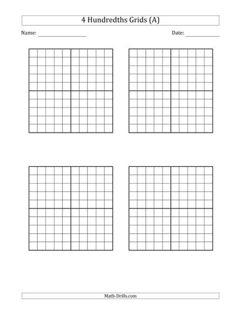 Hundredths Grid Decimals Worksheet