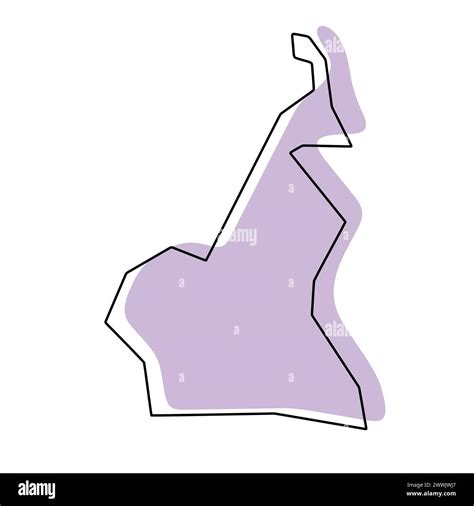 Cameroon Country Simplified Map Violet Silhouette With Thin Black