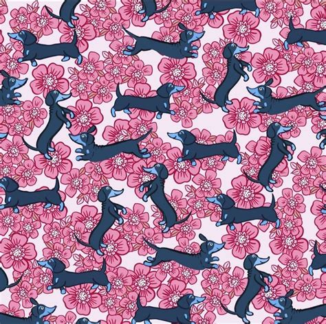 Pin Van Yvonne Batten Op Dachshunds Pattern Wallpaper In