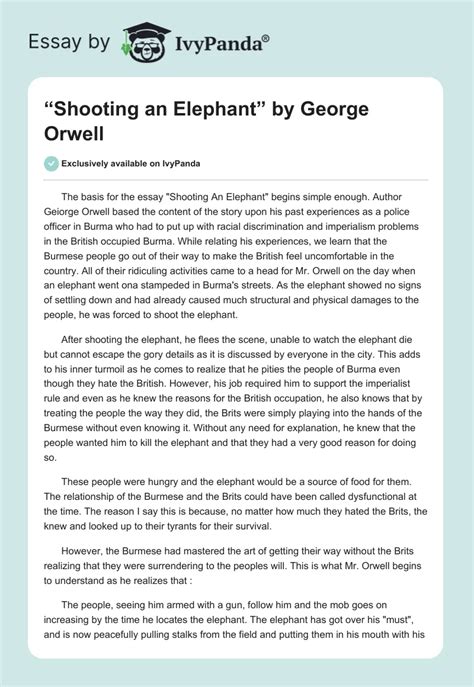 "Shooting an Elephant" by George Orwell. - 593 Words | Research Paper ...