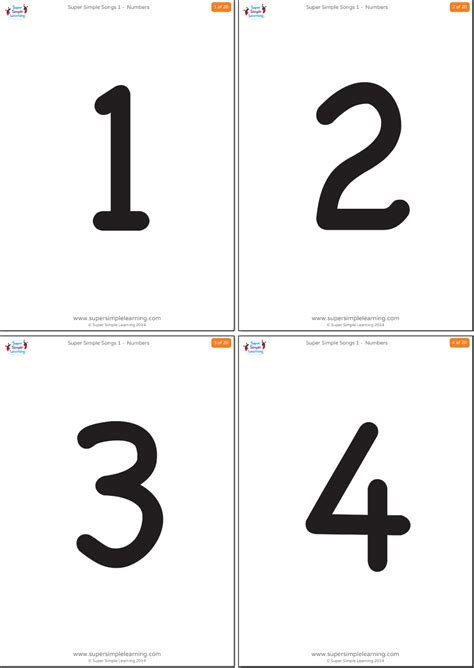 Number Flashcards 1-20 Printable