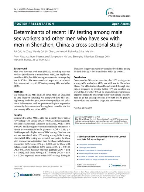 Pdf Determinants Of Recent Hiv Testing Among Male Sex Workers And Other Men Who Have Sex With