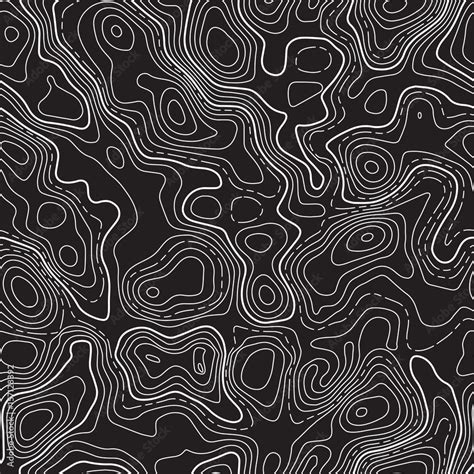 Seamless Pattern Fictional Topo Contour Map Design Vector Geography Concept Abstract Wavy