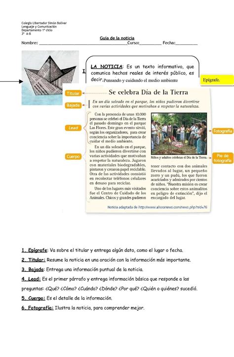 La Noticia Y Sus Partes Para Imprimir