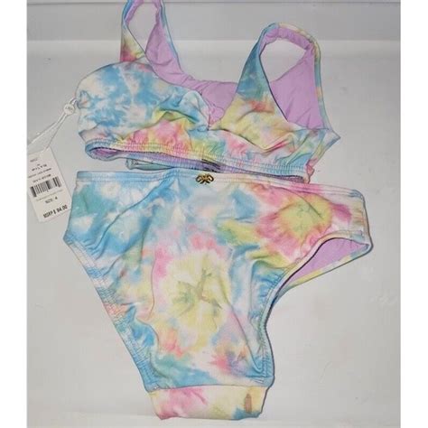 Pilyq Swim Nwt Pilyq 4 Girls Groovy Lace Up Bikini Swimsuit Tie Dye 98347 Poshmark