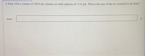 Solved A Flask With A Volume Of Ml Contains Air With A Chegg