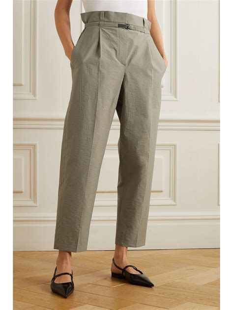 Brunello Cucinelli Belted Cotton Blend Tapered Pants Net A Porter