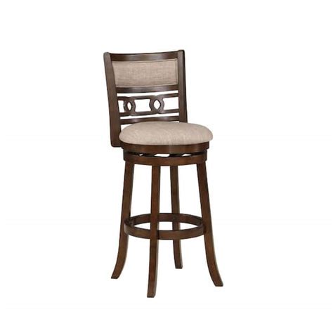 Benjara In Brown Low Back Wood Frame Bar Stool With Polyster Seat