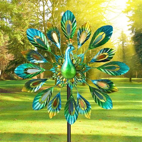 Peacock Wind Spinner Yard Decorations Outdoor Metal Windmil Etsy