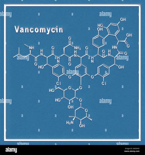 Vancomycin Molecule Antibiotic Chemical Structure On A White