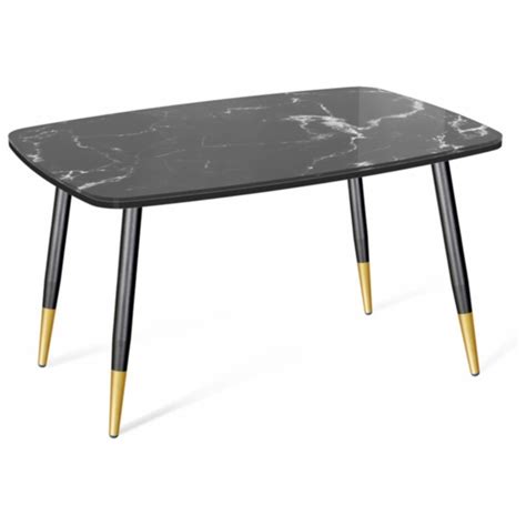 Стол обеденный прямоугольный стеклянный на черно-золотых ножках черный ...